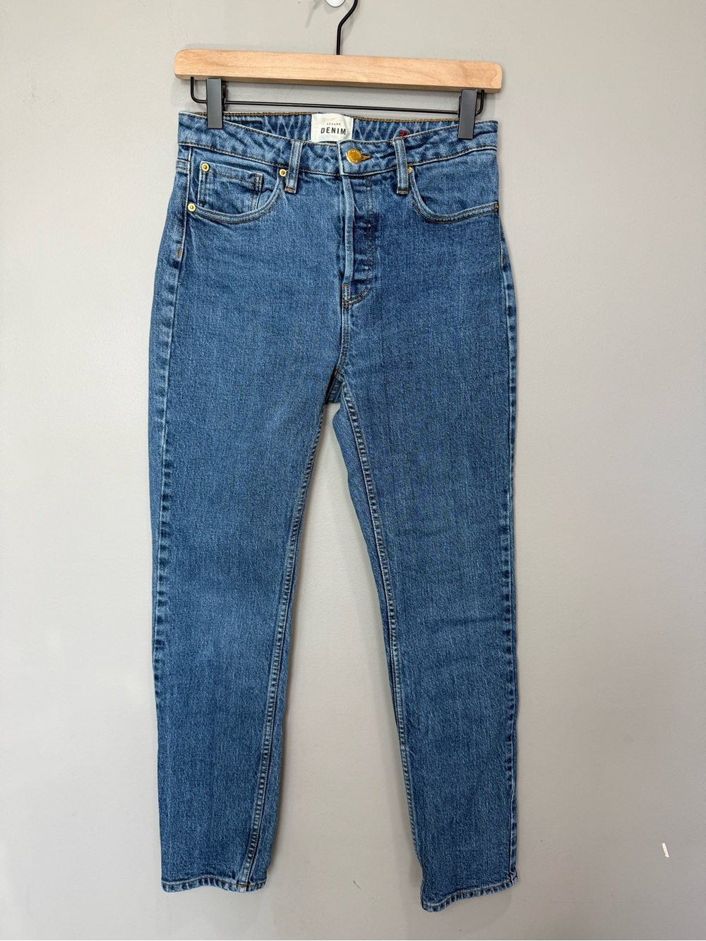 Sézane Denim Jeans Size 27 Blue High Rise‎ Button Fly Straight Crop